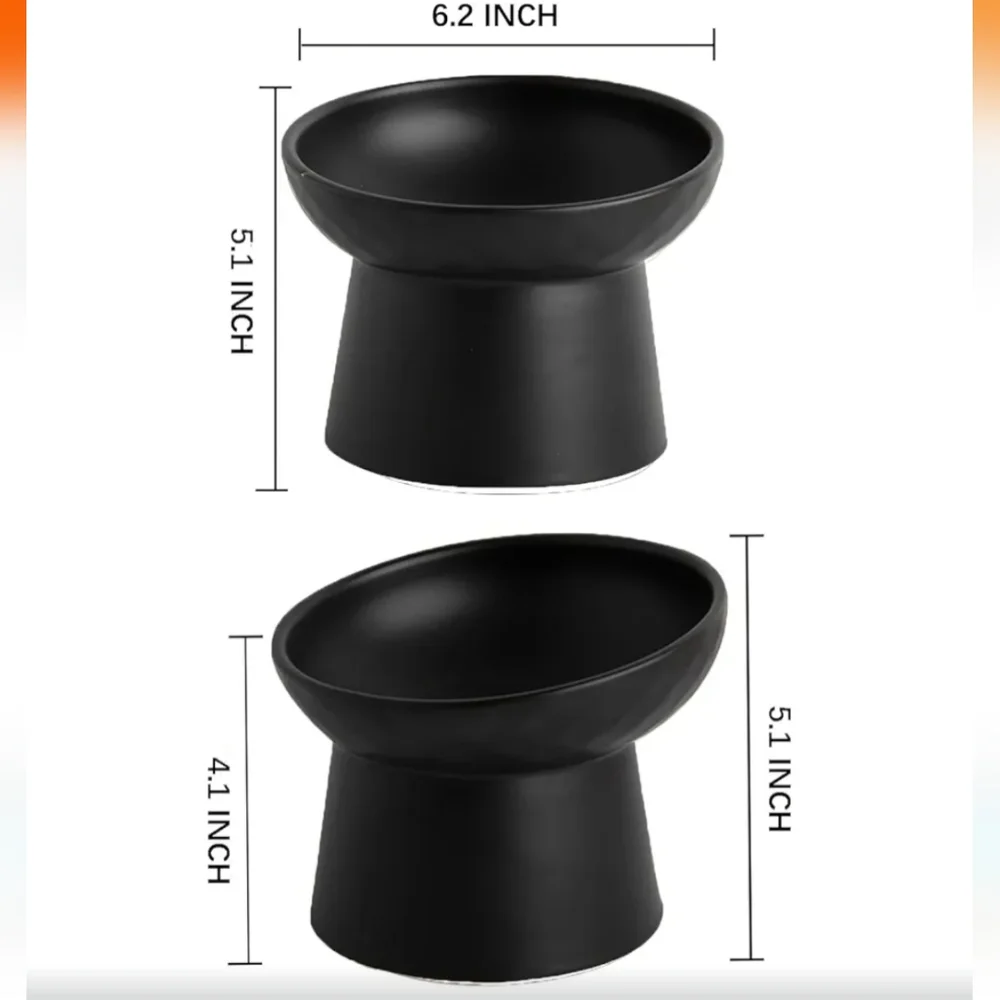 Black ceramic cat dishes.